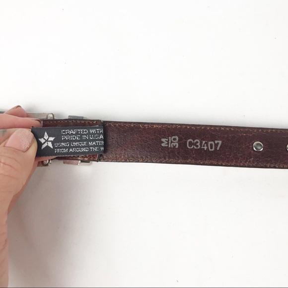 VINTAGE Brighton brown leather waist belt with silver buckle size medium 30" - Picture 5 of 9